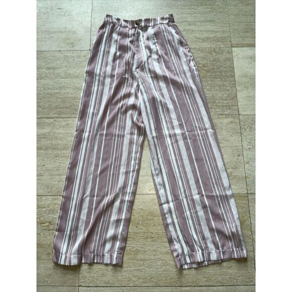 Show Me‎ Your Mumu Serafina Pants Women S Pink Paradise Stripe Wide Leg